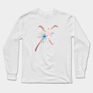 Letter X Rose Gold and Watercolor Blush Pink and Navy Long Sleeve T-Shirt